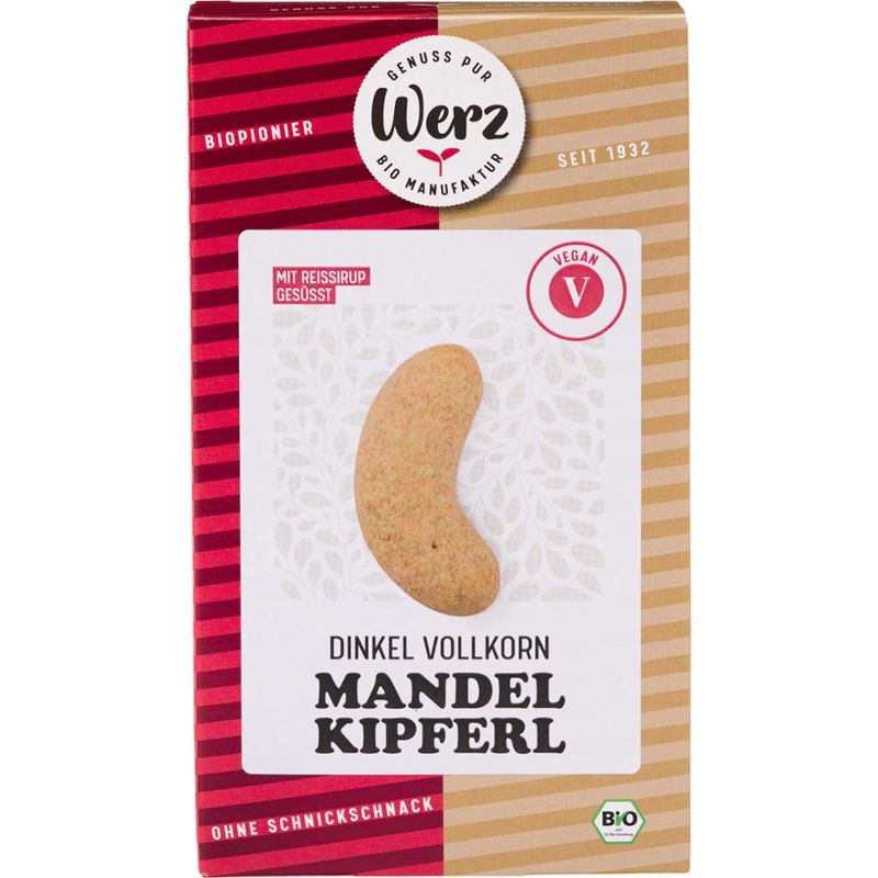 Naturkornmühle Werz Mandel Kipferl, Dinkel Vollkorngebäck - Produktbild