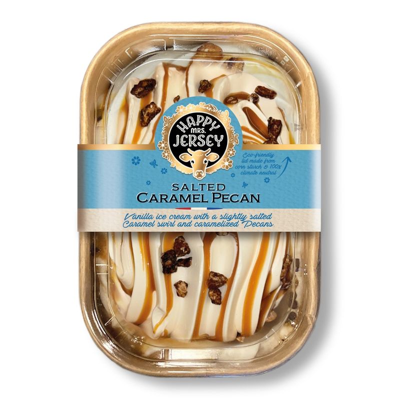 Happy Mrs Jersey Happy Mrs Jersey - BIO Eis/Organic Ice Cream: Gesalzene Karamell-Pekannus/Salted Caramel Pecan 900ml - Produktbild