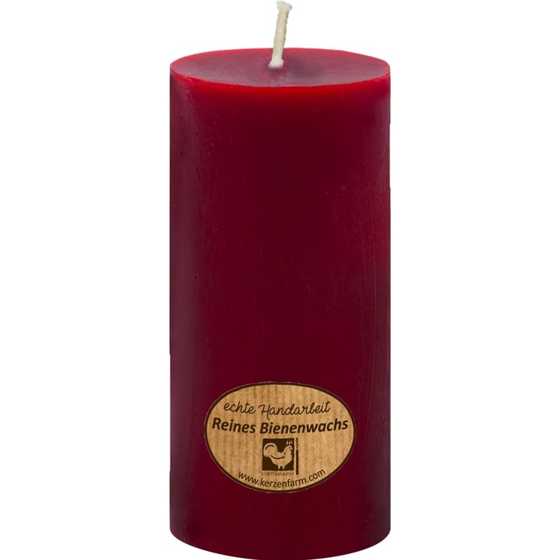 Kerzenfarm Hahn Bienenwachsstumpen, dunkelrot, 95x40 mm - Produktbild