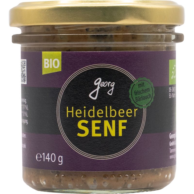 Georg Heidelbeer-Senf mit frischem Bärlauch, vegan, Bio - Produktbild