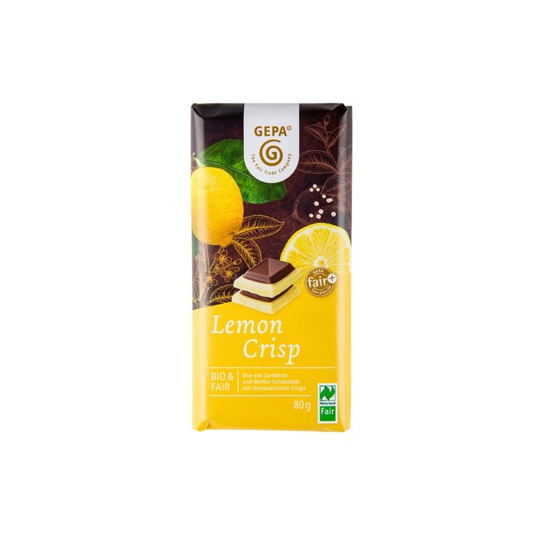 GEPA - The Fair Trade Company Lemon Crisp eiße Schokolade mit Zitronencrisp und Zartbitterschokolade - Produktbild