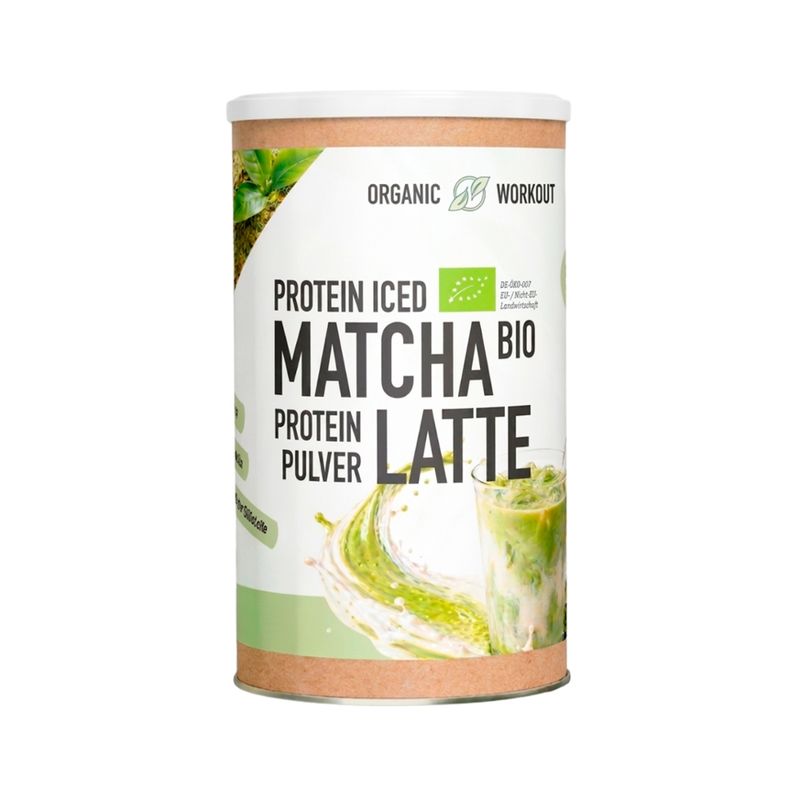 Organic Workout Protein Iced Matcha Latte, Milchproteinpulver mit Bio-Matcha-Grünteepulver und Süßungsmitteln - Produktbild