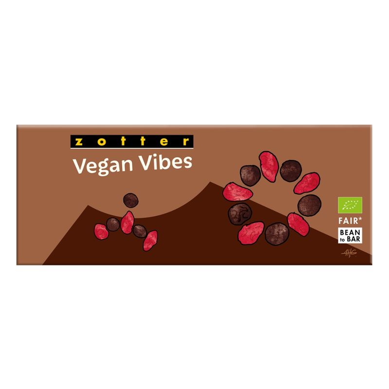 Zotter Schokolade Genüsse - Vegan Vibes - Bunte Cranberries & Haselnüsse auf Haferschoko - Produktbild