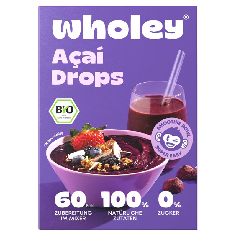 Wholey Tiefgefrorenes Bio-Acaífruchtpüree in Drops zur Zubereitung von Smoothies und Smoothie Bowls - Produktbild