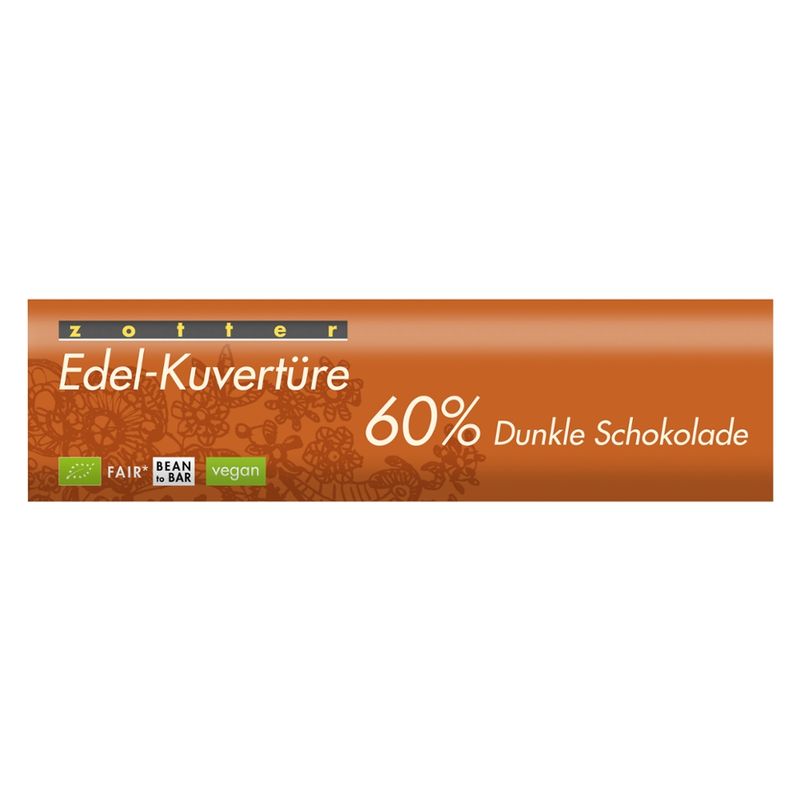 Zotter Schokolade Edel-Kuvertüre 60% Dunkle Schokolade - Produktbild