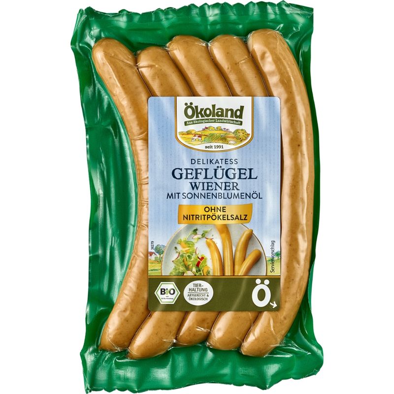 ÖKOLAND Delikatess Geflügel-Wiener mit Sonnenblumenöl - Produktbild