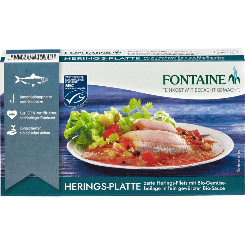 Fontaine Herings-Platte in Bio-Creme mit Bio-Gemüseeinlage - Produktbild