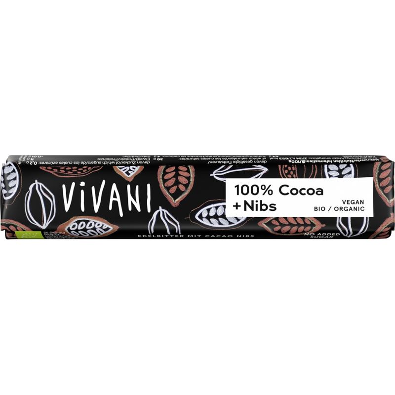 Vivani 100% Cocoa + Nibs Riegel - Produktbild