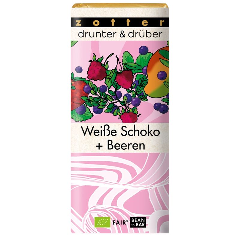 Zotter Schokolade drunter & drüber Weiße Schoko + Beeren - Produktbild