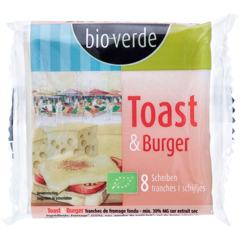 bio-verde Toast & Burger Schmelzkäsescheiben mindestens 30% Fett i.Tr. (8 Scheiben) 150 g - Produktbild