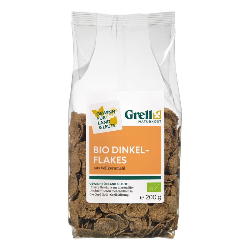 Grell Naturkost Dinkelflakes aus Vollkornmehl - Produktbild