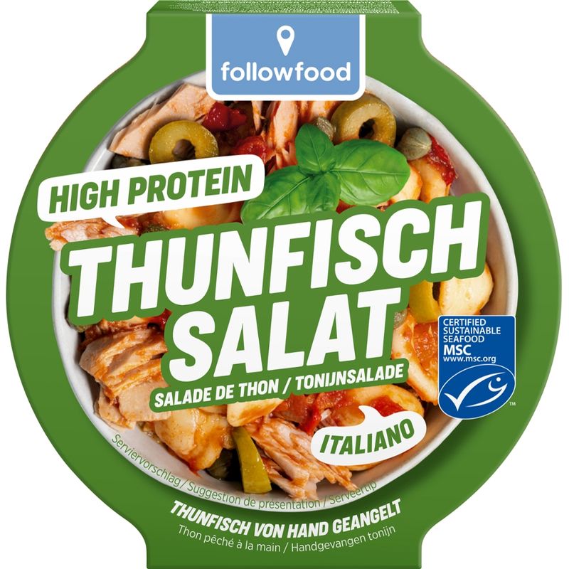 followfood Thunfisch Salat Italiano, Thunfisch von Hand geangelt, mit Nudeln, Paprika & Oliven - Produktbild