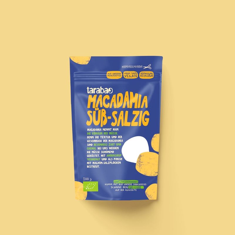 TARABAO Macadamia süß-salzig im 100-g-Doypack - Produktbild
