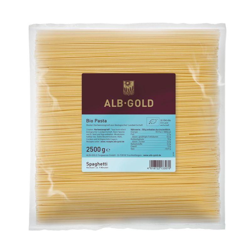 ALB-GOLD AG Bio Hartweizen Spaghetti ohne Ei 4 x 2,5 kg - Produktbild