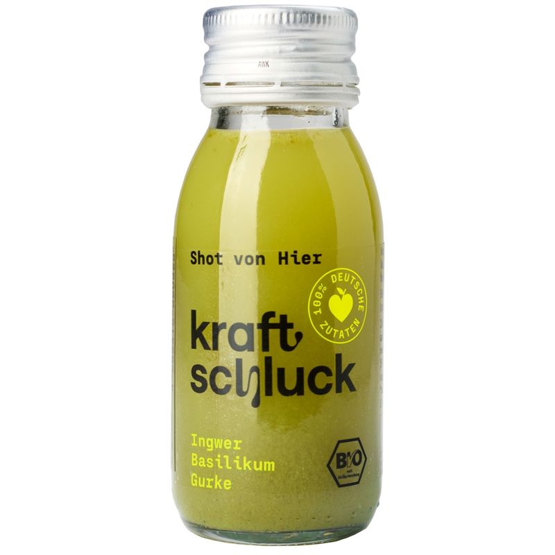 kraftschluck kraftschluck grüner Shot, INGWER, BASILIKUM, GURKE,  bio - Produktbild