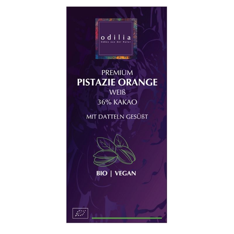 odilia Odilia Pistazie Orange Schokolade: Handgefertigter Genuss mit einer Prise Salz - Produktbild