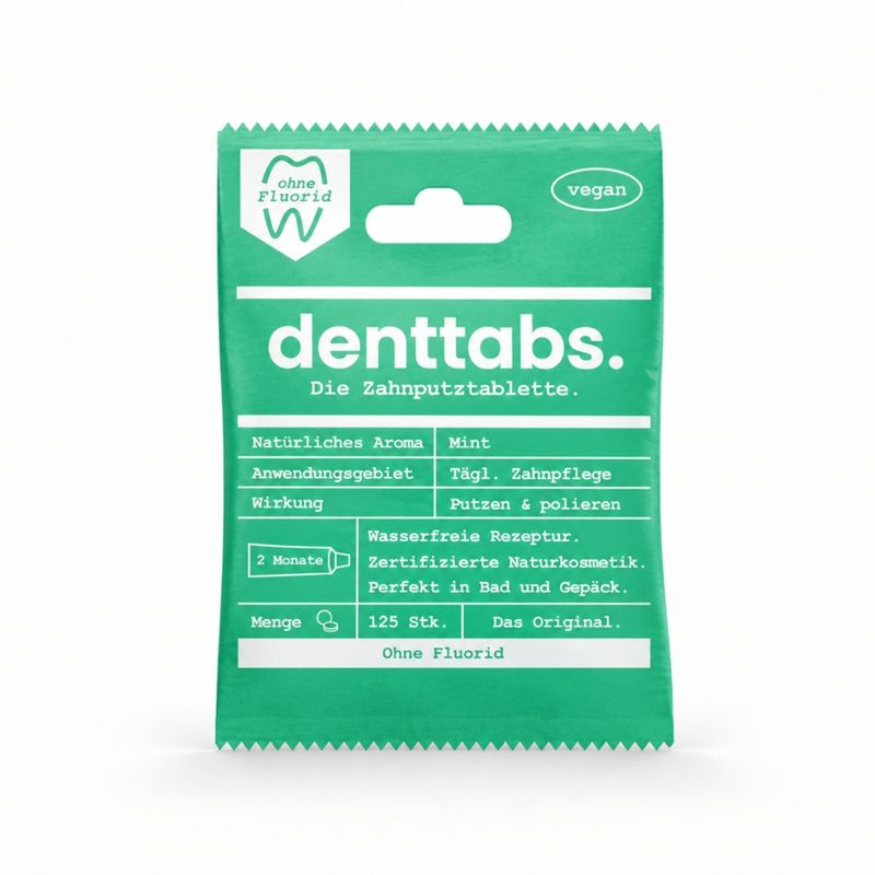 Denttabs Denttabs Zahnputztabletten Mint - ohne Fluorid - Produktbild