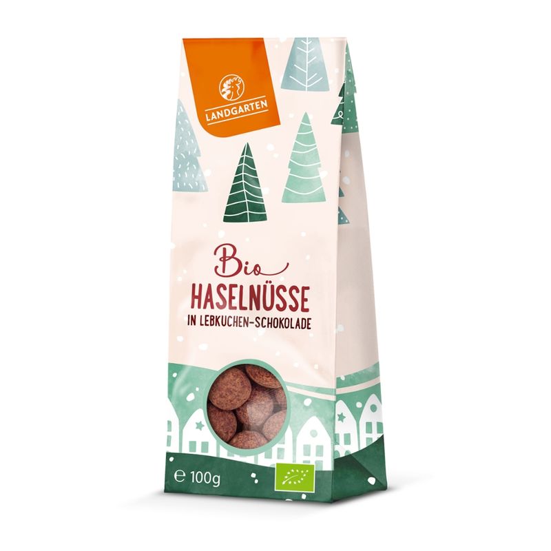 Landgarten Bio Haselnüsse in Lebkuchen-Schokolade 100g - Produktbild