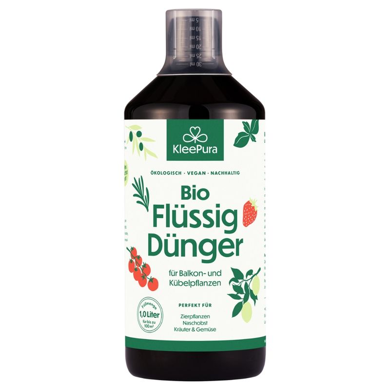 KleePura BioDünger KleePura BioFlüssigdünger, rein pflanzlich, für Balkon- und Kübelpflanzen perfekt für Zierpflanzen, Naschobst, Kräuter & Gemüse - Produktbild