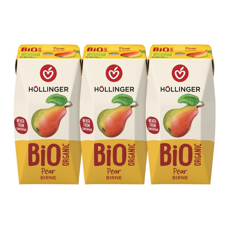IMS Höllinger Bio Birnendirektsaft 3*200ml naturtrüb mit stillem Wasser. Fruchtgehalt mind. 60%. - Produktbild