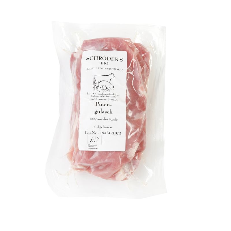 Schröder's Bio Fleisch- und Wurstwaren Putenkeulengulasch ca. 300 g TK - Produktbild