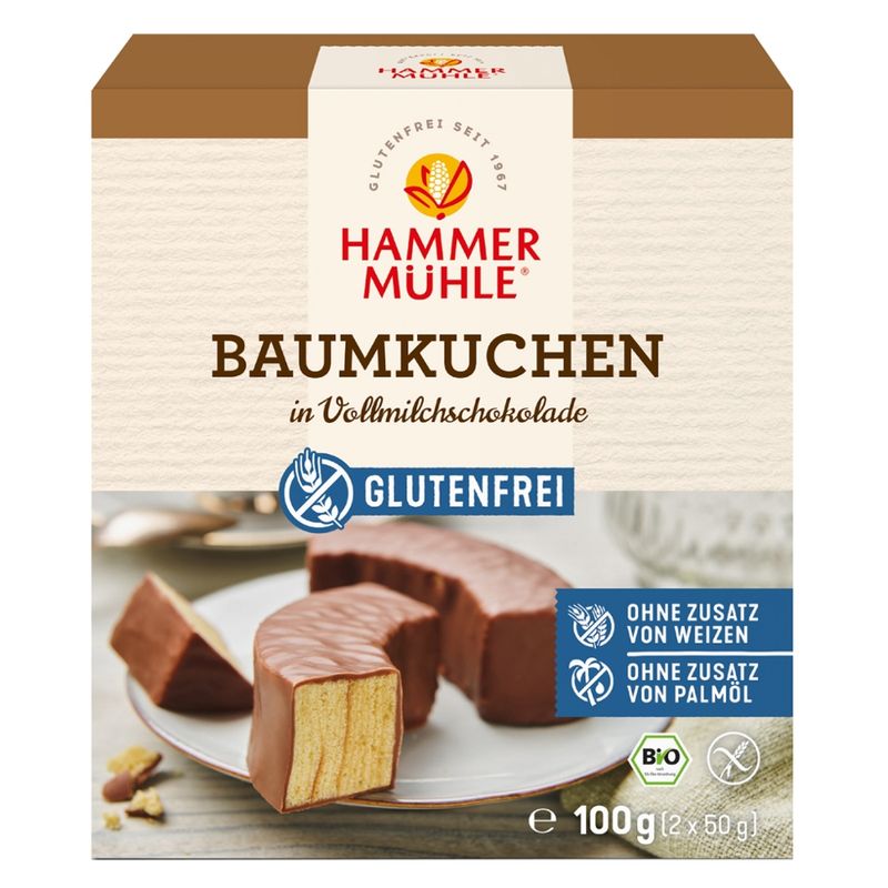 Hammermühle Bio Baumkuchen in Vollmilchschokolade gf - Produktbild