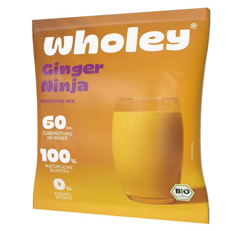 Wholey Wholey Ginger Ninja ready-to-blend Smoothie aus schockgefrorenen Bio-Zutaten  100 % bio, vegan und glutenfrei - Produktbild