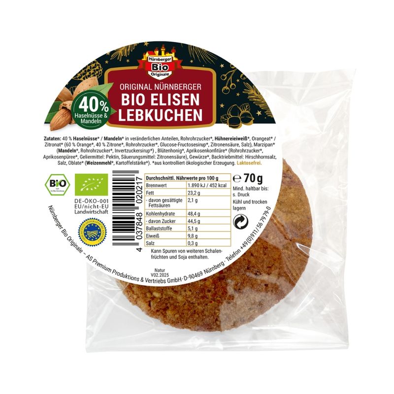Nürnberger Bio Originale 1 Original Bio Elisen-Lebkuchen, natur - Produktbild