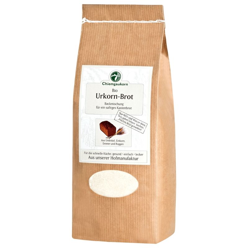 Chiemgaukorn Bio Chiemgauer Urkorn-Brot, Backmischung aus Emmer, Einkorn, Urdinkel und Rogen für ein Kastenbrot,  Chiemgaukorn - Produktbild