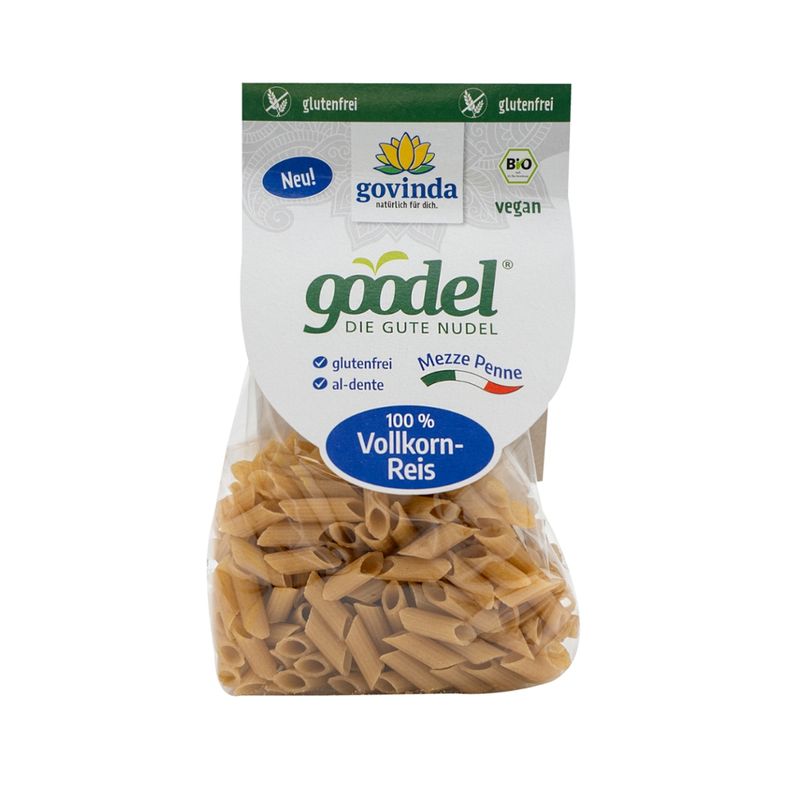 Govinda goodel DIE GUTE NUDEL Mezze Penne 100 % Vollkorn-Reis - Produktbild