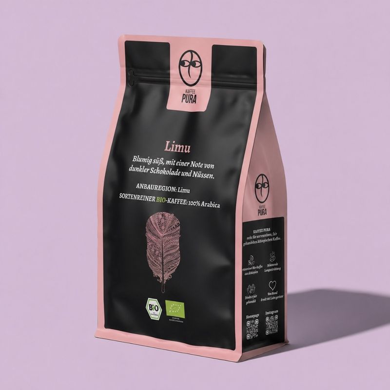 KAFFEE PURA Limu Kaffee, BIO & fair gehandelt, gemahlen, 100% Arabica, Äthiopien - Produktbild