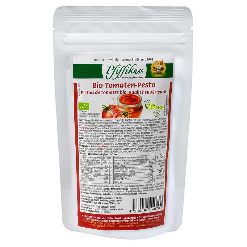 Pfiffikuss Gutes von der Reichenau Bio Trockenpesto Tomate 250g Beutel - Produktbild