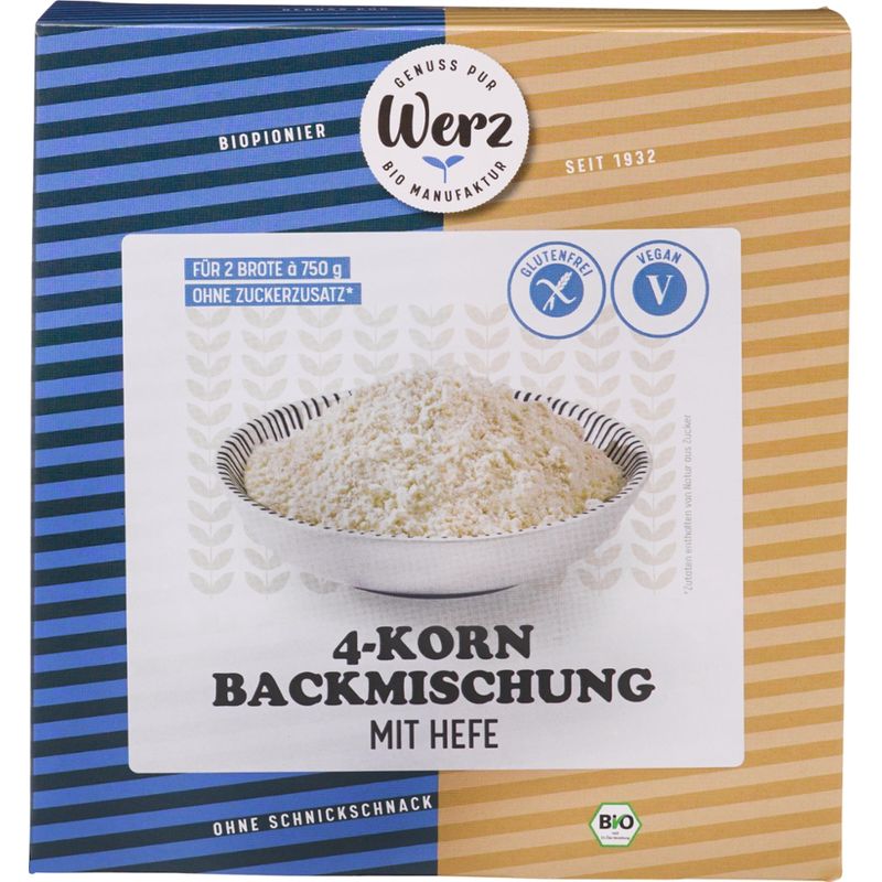 Naturkornmühle Werz 4-Korn Backmischung mit Hefe, Vollkorn, glutenfrei - Produktbild