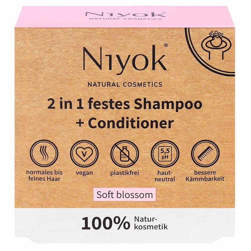 Niyok Shampooing et revitalisant solide 2 en 1 Soft Blossom - Produktbild