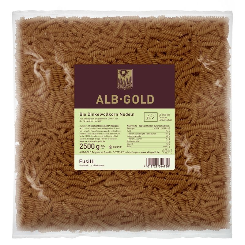 ALB-GOLD AG Bio Dinkelvollkorn Fusilli 4 x 2,5 kg - Produktbild