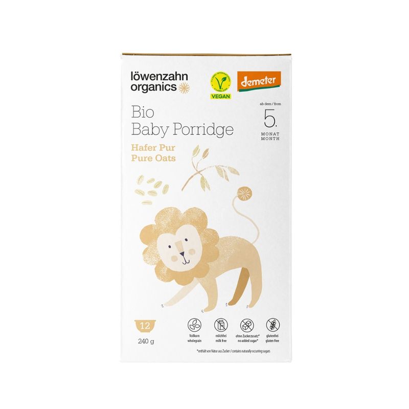 Löwenzahn Organics  Löwenzahn Organics Demeter Bio Baby Porridge Hafer Pur 240 g - Produktbild