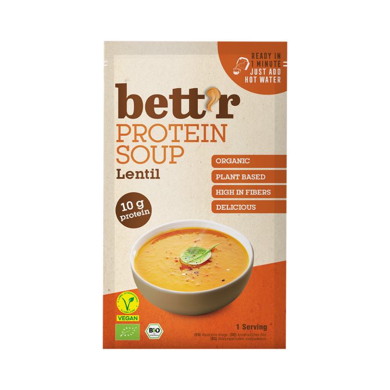 Bett'r Instant Bio-Proteinsuppe mit roten Linsen, Trockenmischung, 30g, Bettr - Produktbild