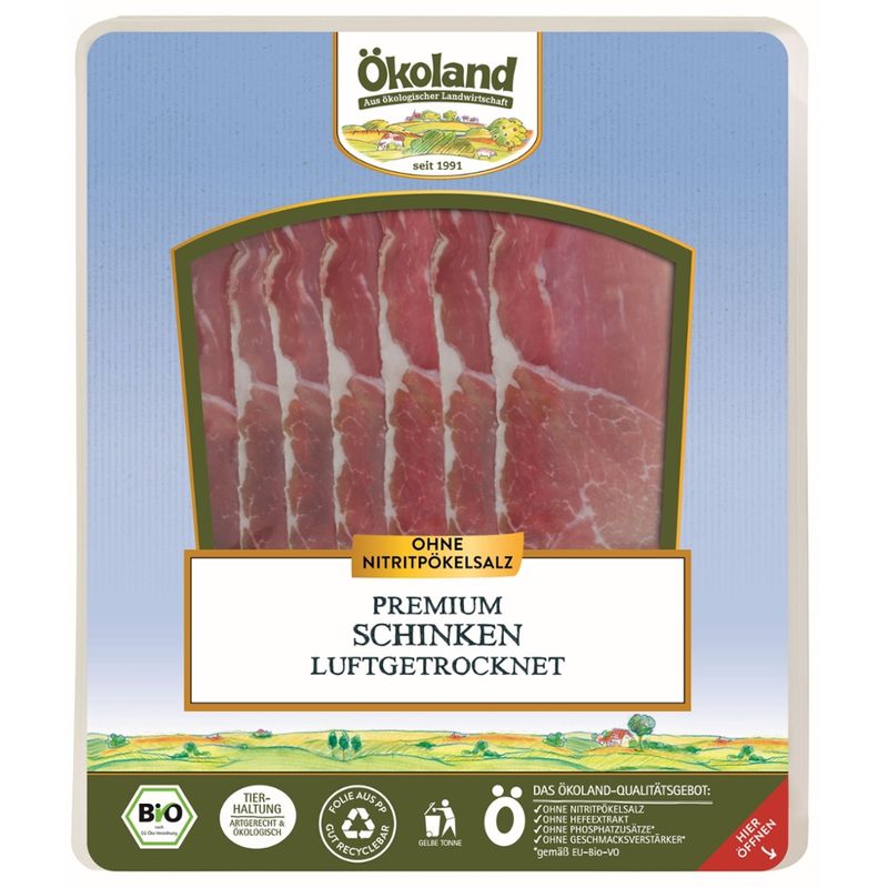 ÖKOLAND Premium Schinken luftgetrocknet, über 4 Monate gereift - Produktbild