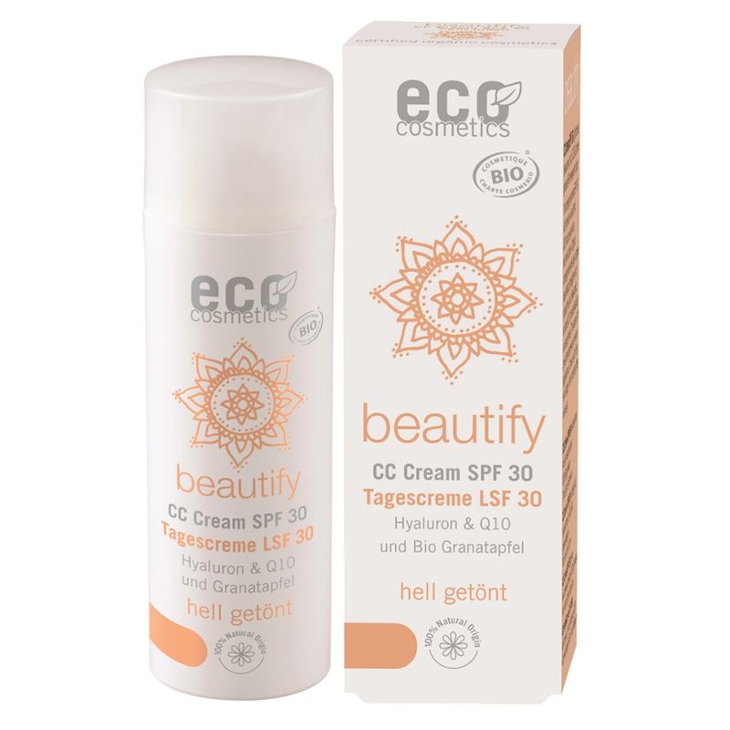 eco cosmetics beautify CC Creme LSF 30 hell getönt mit Hyaluron, Q10 und Bio Granatapfel - Produktbild