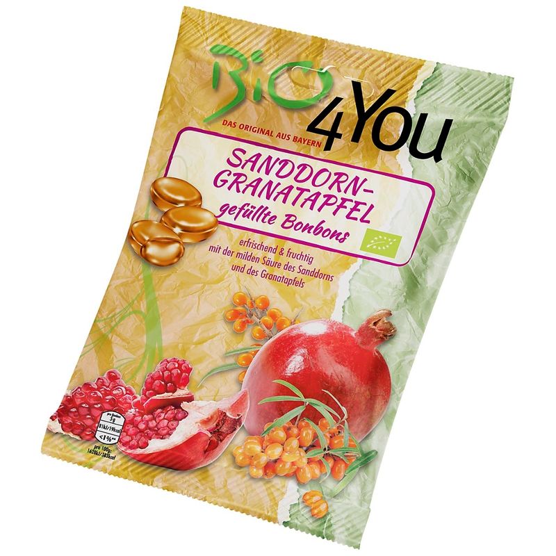 Bio4You Bio-Bonbon-Sanddorn-Granatapfel, gefüllt - Produktbild