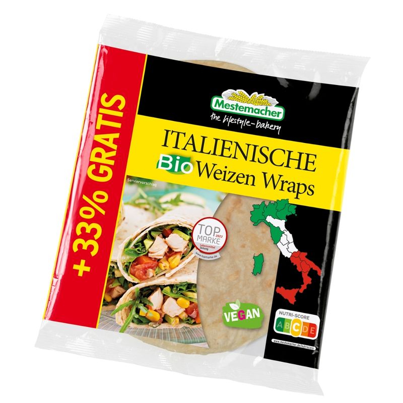Mestemacher GmbH Italienische Bio Wraps 4 Stck./300 g - Produktbild
