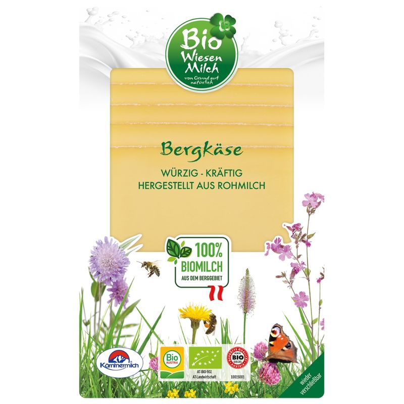 BioWiesenmilch Bio Wiesenmilch Bergkäse in Scheiben lactosefrei 3-Monate gereift - Produktbild
