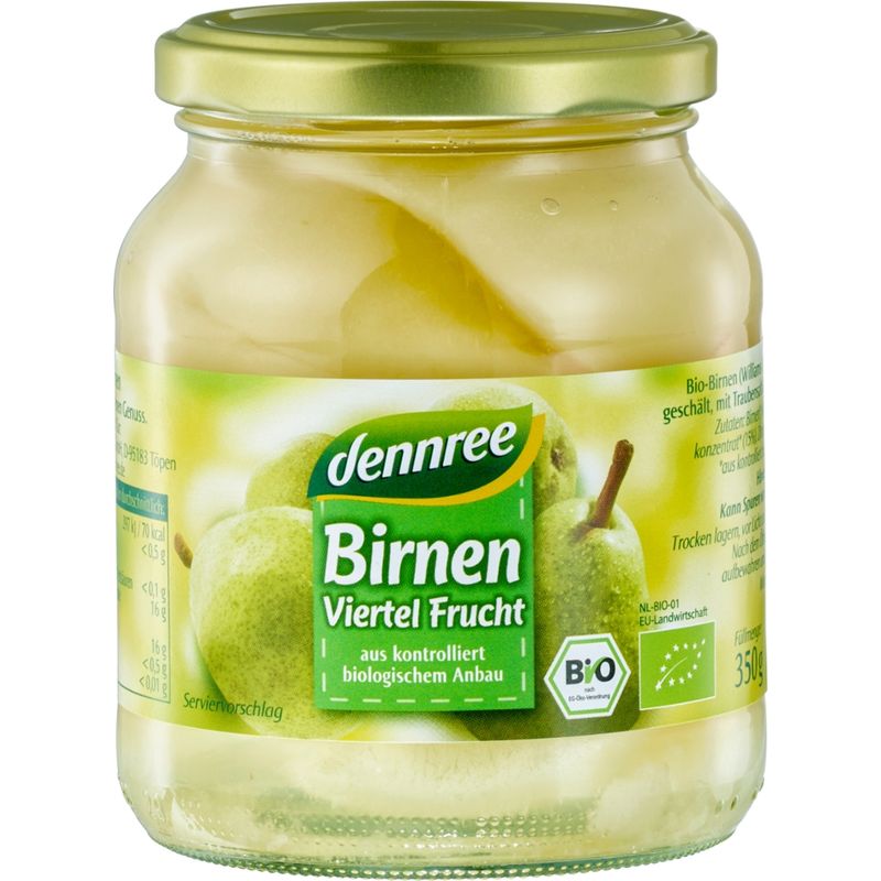 dennree Birnen, Viertel Frucht - Produktbild