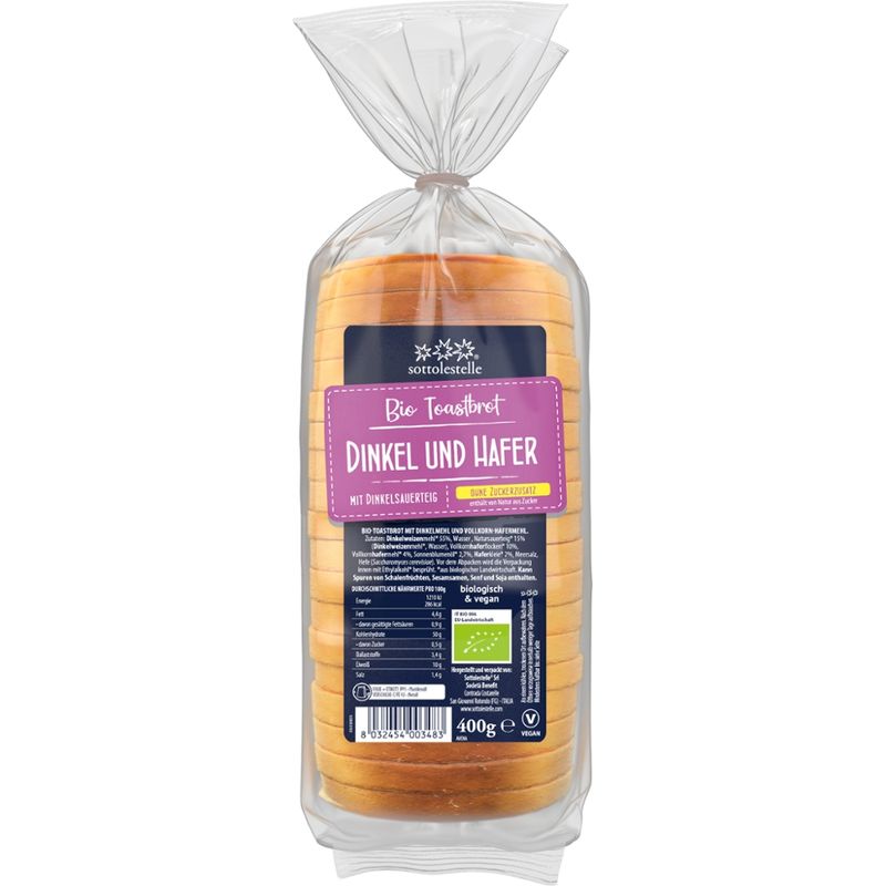 Sottolestelle Bio Toastbrot  Dinkel mit Hafer und Dinkelsauerteig - Produktbild