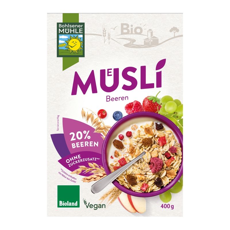 Bohlsener Mühle Beeren Müsli Bioland mit 20 % getrockneten Beeren - Produktbild