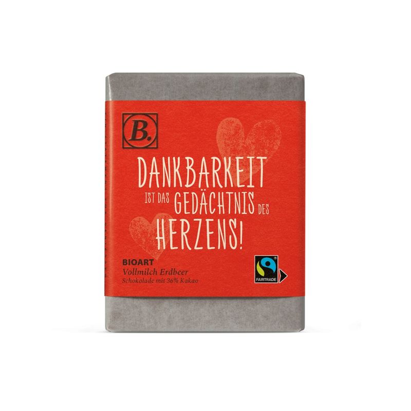 BioArt AG B. Schokolade Dankbarkeit ist das Gedächtnis des Herzens 70g bio, FT-Cert. - Produktbild
