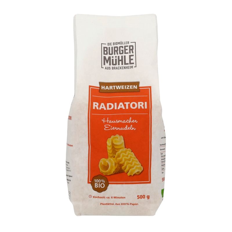 Burgermühle Radiatori aus Hartweizengrieß mit Ei, kbA - Produktbild