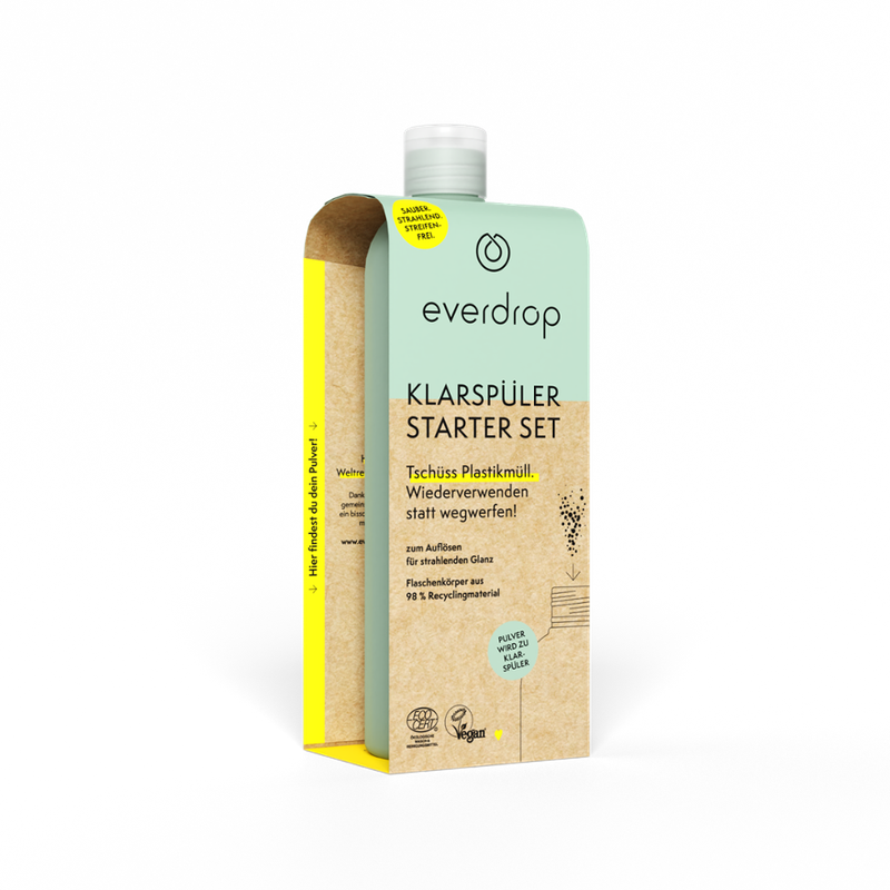 everdrop Klarspüler zum Nachfülllen Starter Set Flasche und Tab - Produktbild
