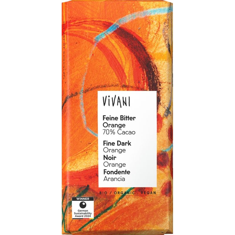 Vivani Feine Bitter Orange Schokolade 70% Cacao - Produktbild