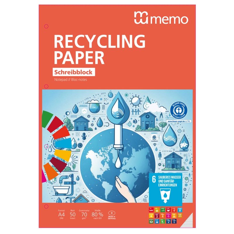 memo memo Schreibblock A4 lin.50 Bl. RC-plus - Produktbild